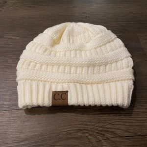Women’s CC Creamy White Knitted Beanie